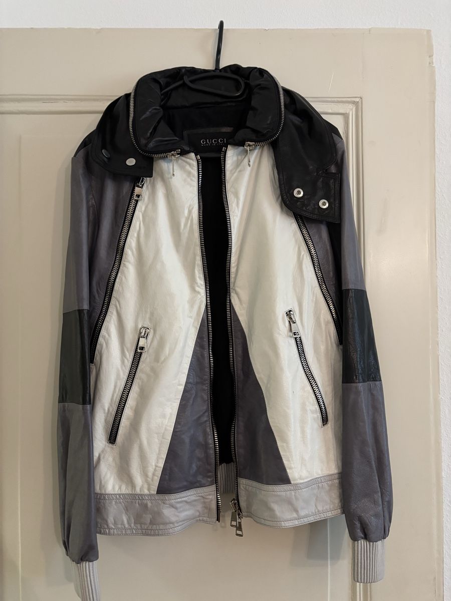 Gucci Giacche: Gucci Vintage Leather Jacket, Black, White & Grey – Usato da Basel venduto da suz_6bsc 3