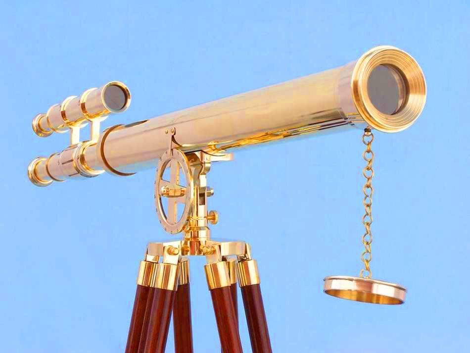 Telescopi: Messing Teleskop auf Palisander Stativ – Nuovo e nell'imballaggio originale da Valbonne venduto da laiton.france 3