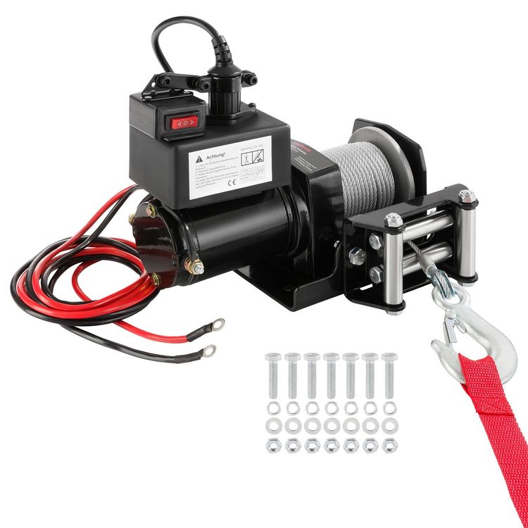 Elektrische Seilwinde 12V 0,4KW Mit Fernbedienung - 900kg Zugkraft Für Auto, ATV & Boot
