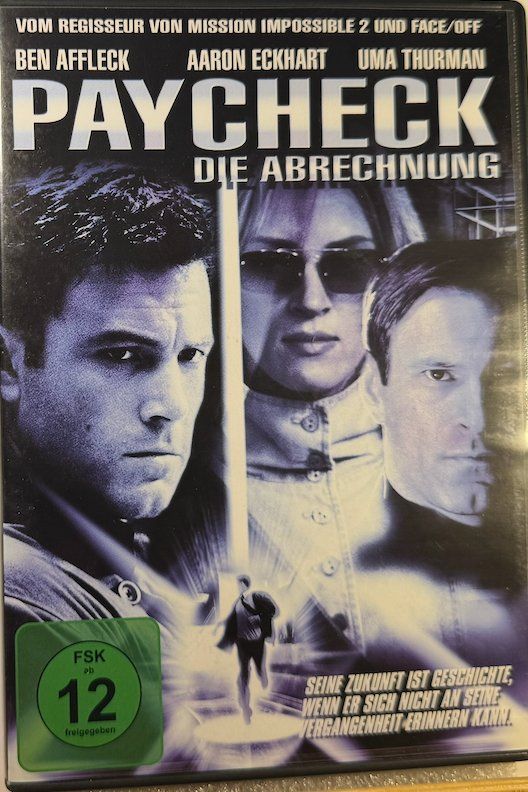 Tutti i DVDs: DVD PAYCHECK - BEN AFFLECK AARON ECKHART UMA THURMAN – Usato da Wisen venduto da gigisna