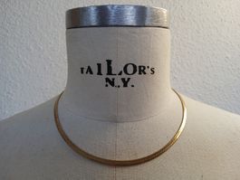 Klassische Vintage Halskette Gold – Fischgrät / Herringbone