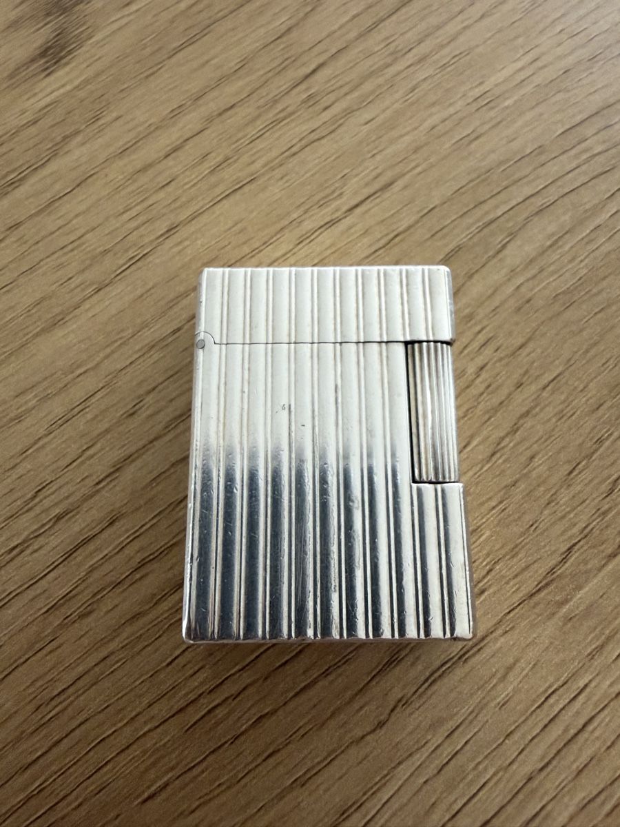 Dupont Accendini: Briquet plaqué argent vintage, design rayé – Usato da Le landeron venduto da ala_7r8 2