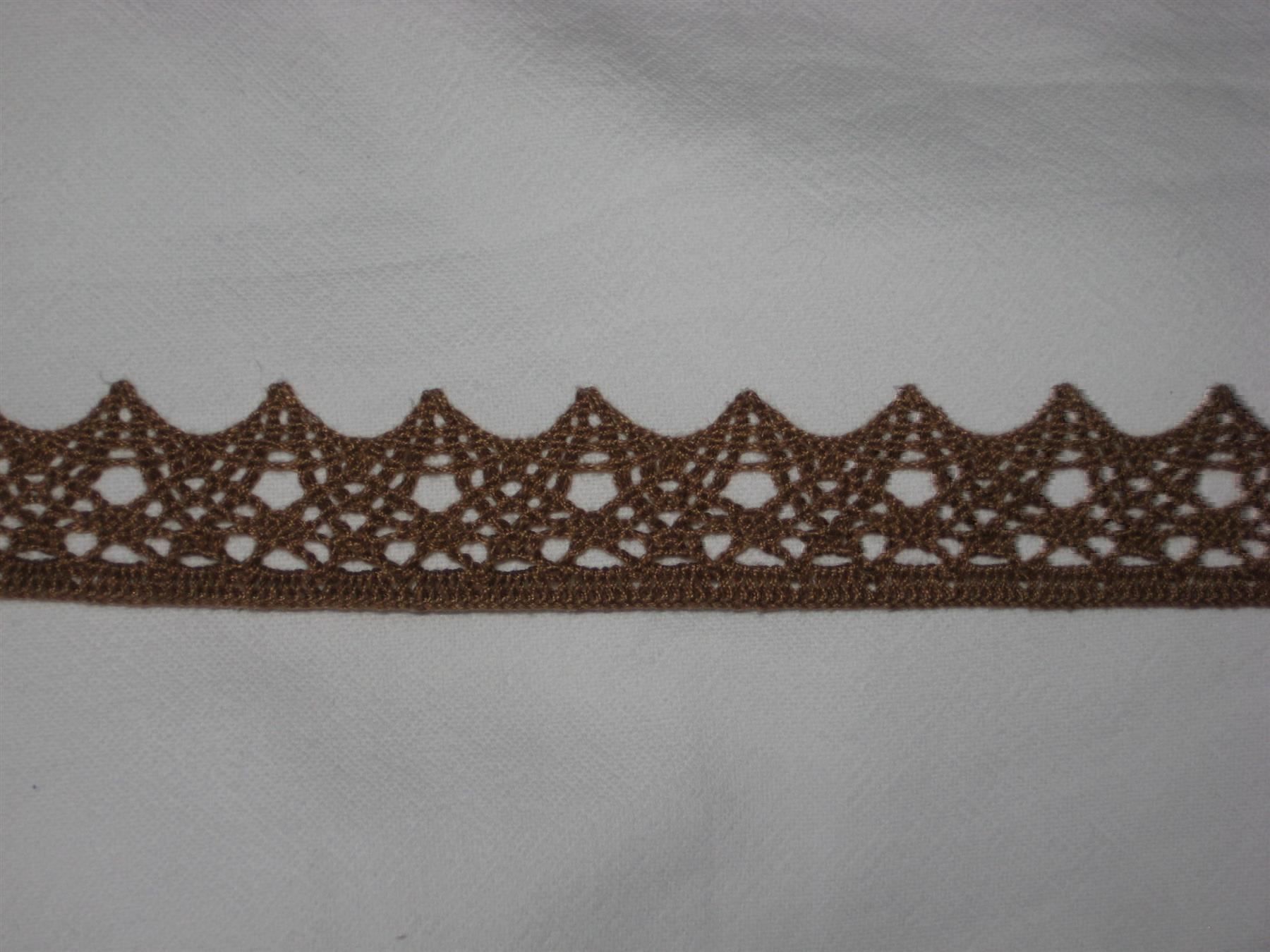 Stoffe: Häkel-/Klöppelspitze Baumwollgem. rehbraun 3cm breit – Neu und originalverpackt aus Füllinsdorf von Schlupp 1
