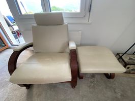 Roche Bobois !! Fauteuil cuir + repose jambes