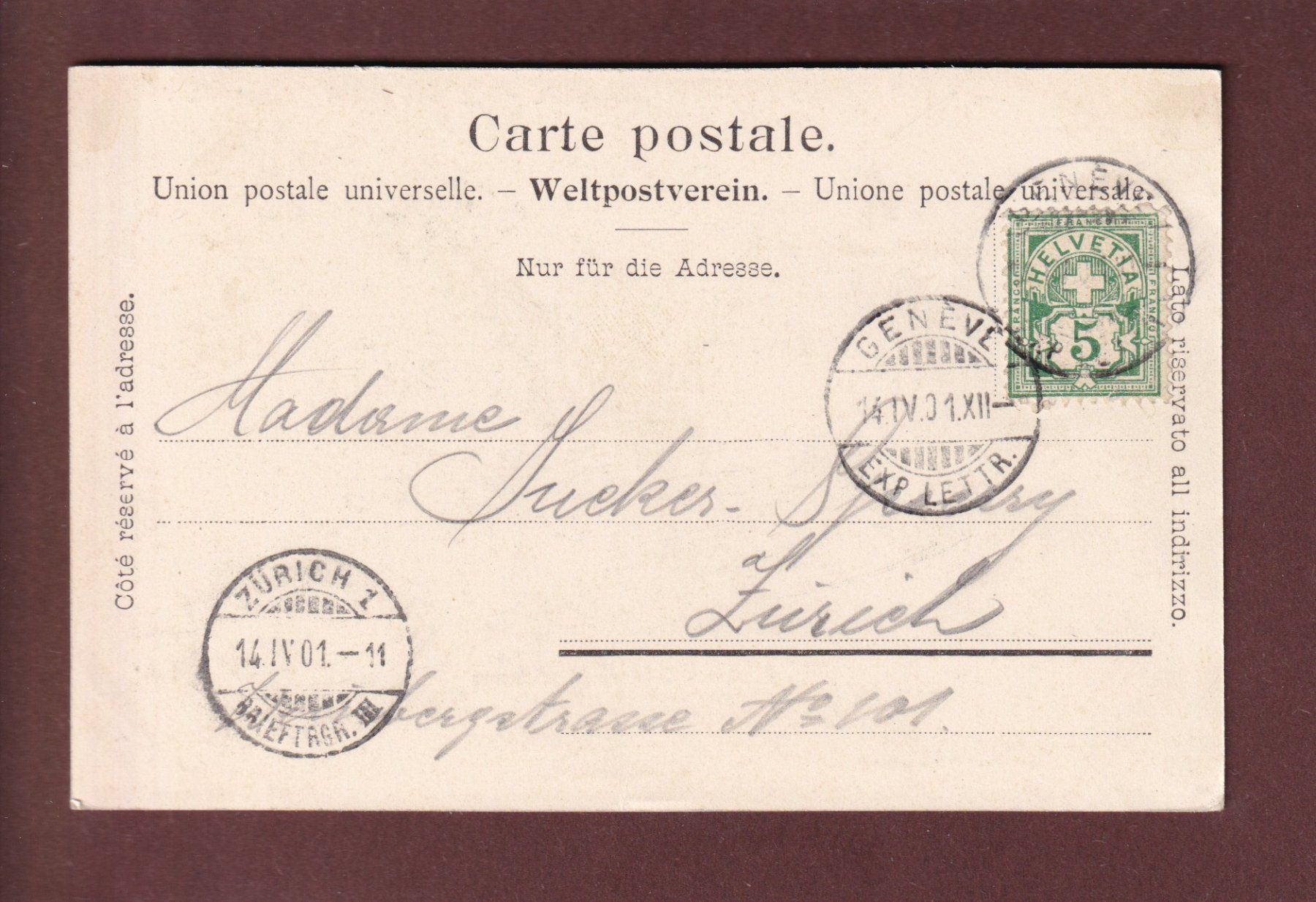 Cartoline postali: GENEVE - Quai du Mont-Blanc - 1901 – Usato da Pully venduto da nicecards 1
