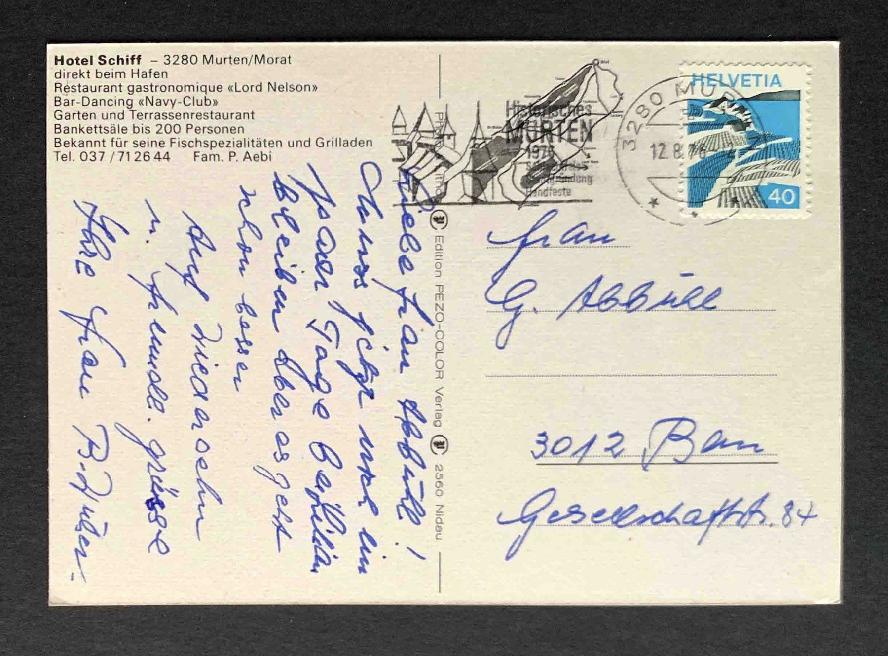 Cartoline postali: AK Hotel Schiff Murten – Usato da Goldau venduto da artelier1 1