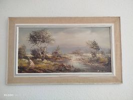 Ölgemälde Landschaft auf Leinwand, signiert P. Conti