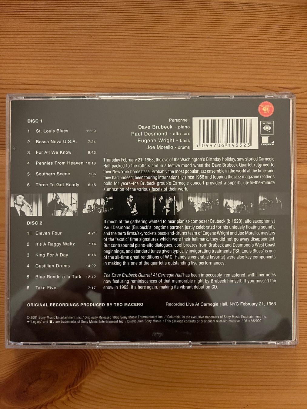 CD: THE DAVE BRUBECK QUARTET AT CARNEGIE HALL – Usato da Lausanne venduto da sbar224 1