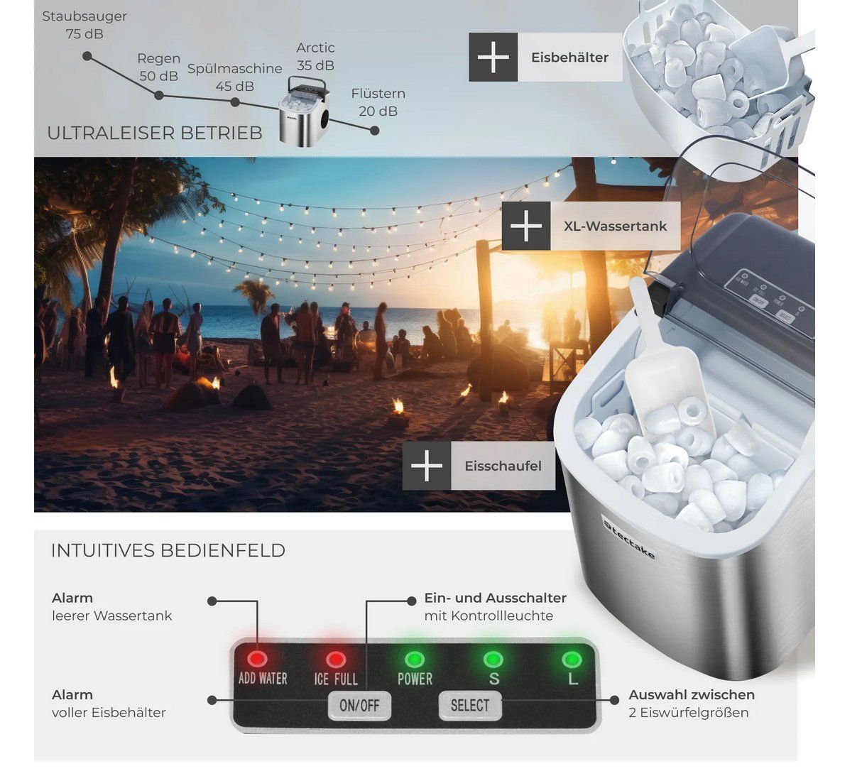Appareils de cuisine: Eiswürfelmaschine Arctic silber 1,2 l Wassertank – Neuf (Voir description) à Steinhausen par Retourenprofis 5