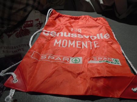 Bag Spar rot, Aufdruck: Für genussvolle Momente