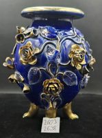 Vintage-Vase aus Kobaltblau goldenen Applikationen