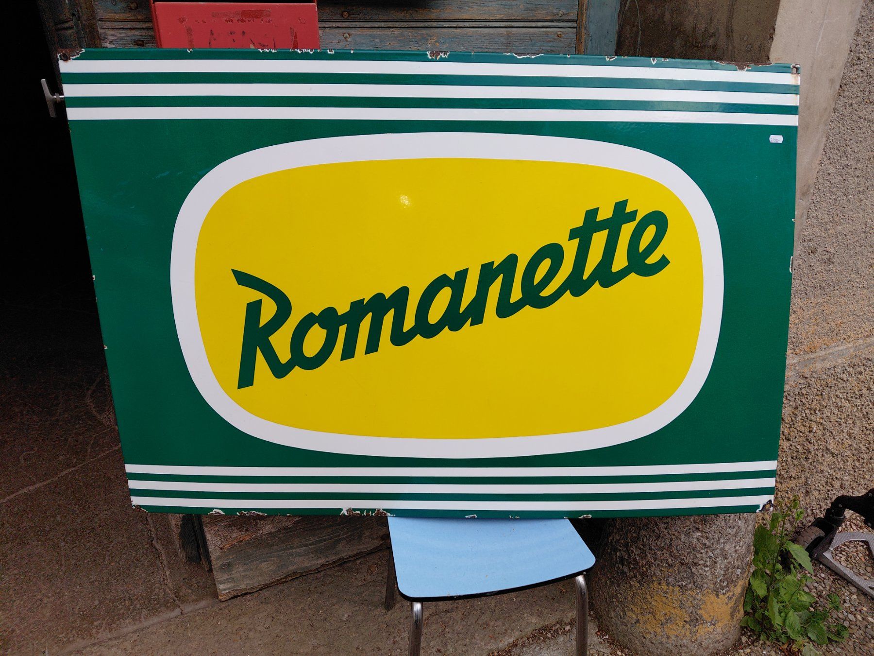 Insegne: Plaque publicitaire en tôle émaillée – Usato da Noiraigue venduto da pel_ny7d