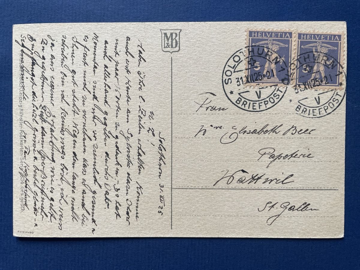 Cartoline postali: Alte Ansichtskarte Winterlandschaft, Künstler 1925 – Usato da Neuhausen am Rheinfall venduto da Arielle55 1