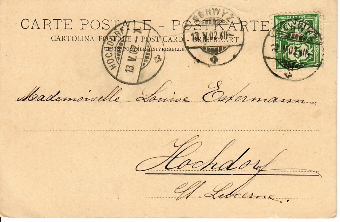 Cartes postales: Gruss von Schwyz  1902 – D'occasion à Hochdorf par Ziegel-16 1