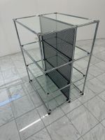 USM Haller Regal 4 Glas-Tablare (verchromt)