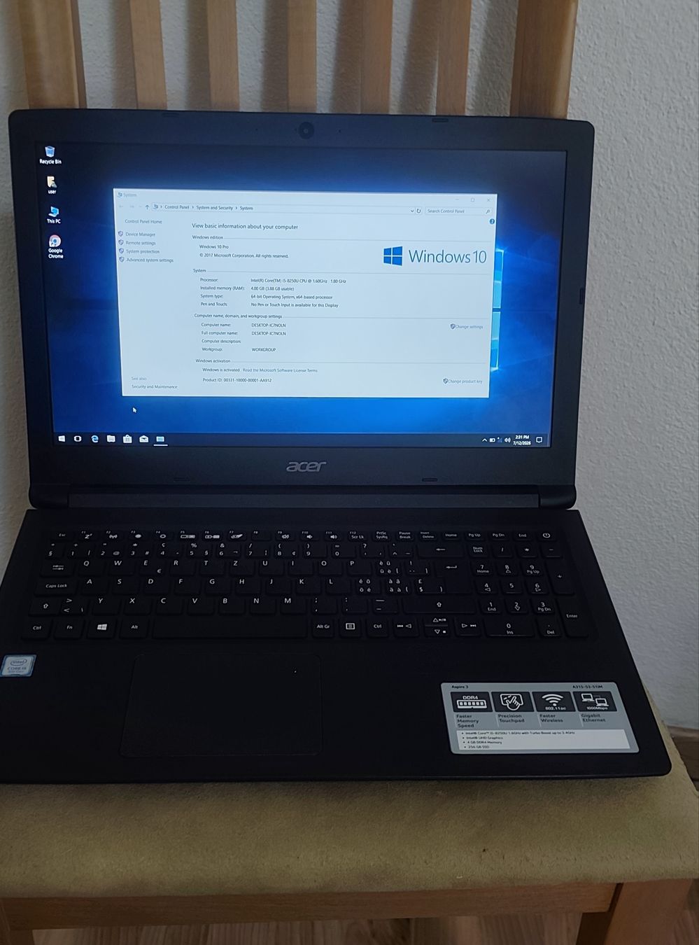 Acer Notebook: Acer Aspier 3 – Usato da Pedrinate venduto da ipe_bgt7 3