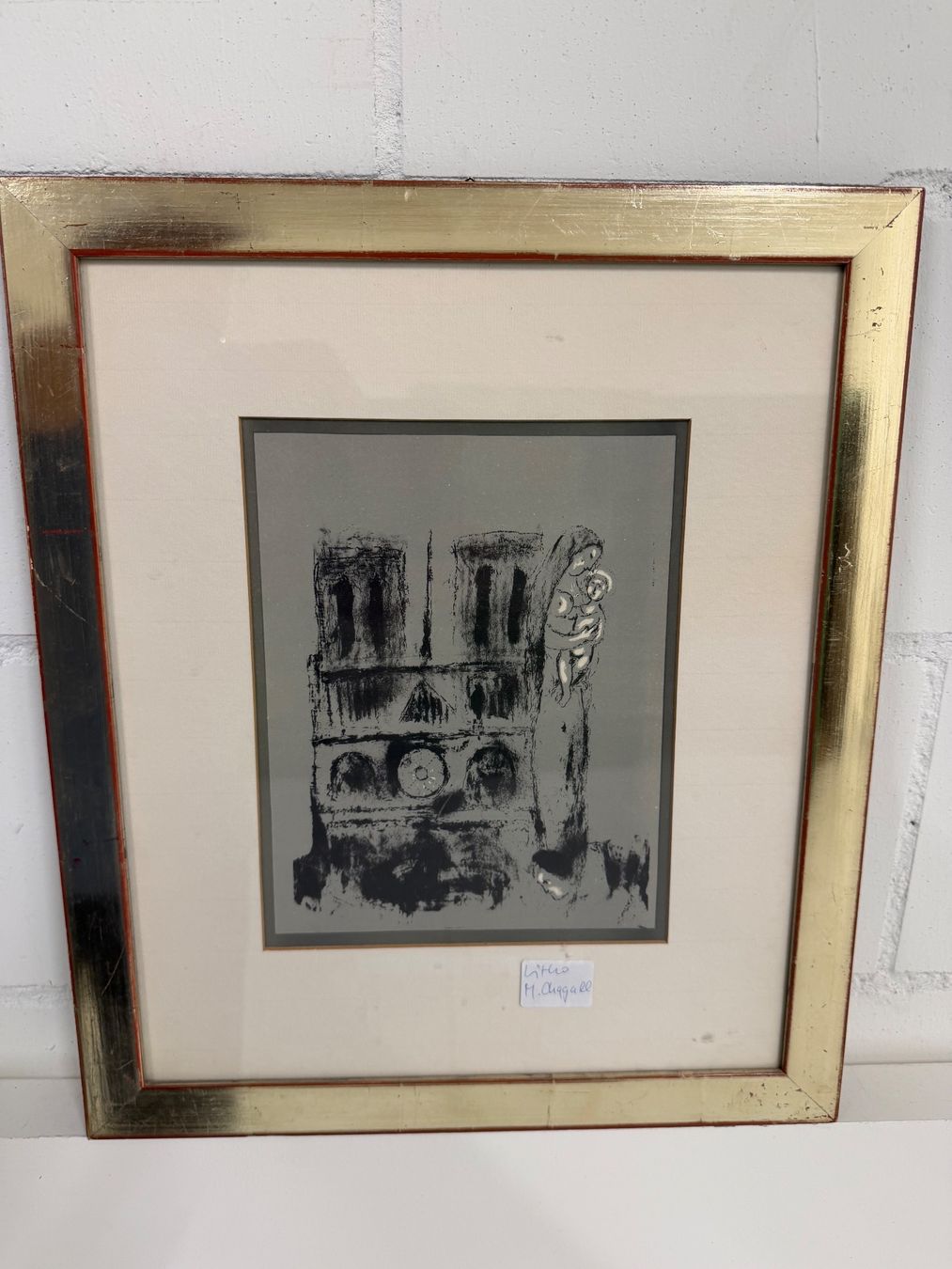 Grafica & Litografie: MARC CHAGALL 1955 Lithographie NOTRE DAME IN GRAU – Usato da Basel venduto da PAUL_ART 1