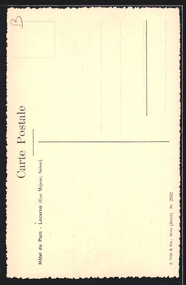 Cartoline postali: AK Locarno, Hotel du Parc – Usato da Berlin venduto da bartko-reher 1
