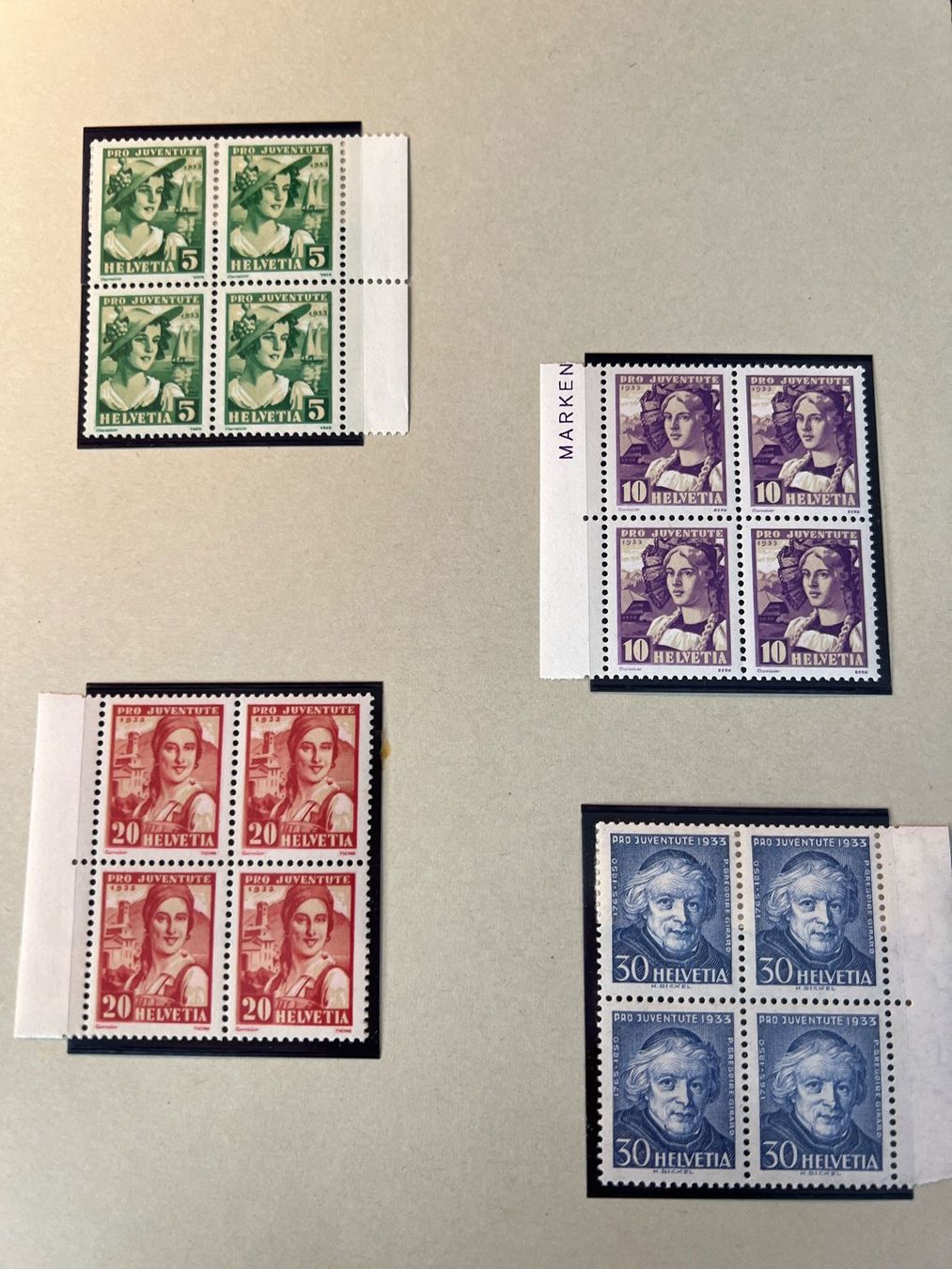 Tutti i francobolli: Pro Juventute, 1929 bis 1938, Viererblocks – Usato da Oberhasli venduto da Sicurezza 4