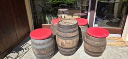 Holzfass Set für Bar, Lounge oder Garten Sitzplatz oder Deko