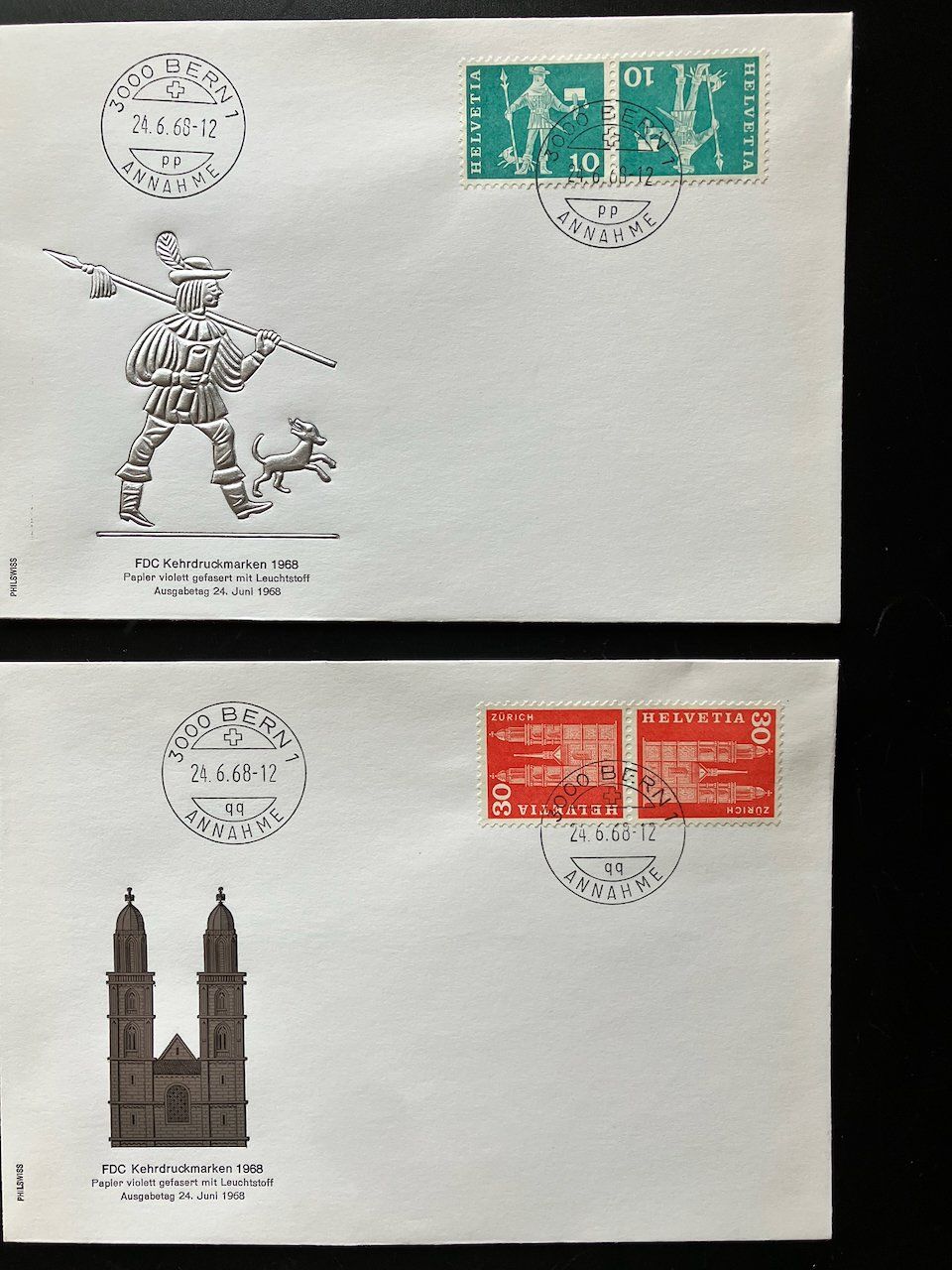 Tutti i francobolli: Kehrdrucke 1968 auf FDC - 2x – Usato da Nesslau venduto da zueri6 2
