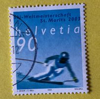 Nr.1068 GESTEMPELT Skirennfahrer 2002  Siehe Original Fotos.