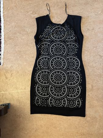 Abito nero corto con trafori geometrici estate donna 40