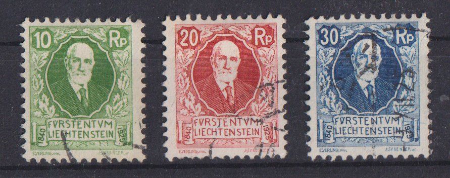 Tutti i francobolli: Liechtenstein 1925: 85. Geburtstag - Kat. 75.-- – Usato da Eschlikon TG venduto da PhilCon