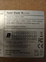 Razer Blade 16 OLED Core Ultra 9 386H 32GB/2TB RTX5090 - NEU