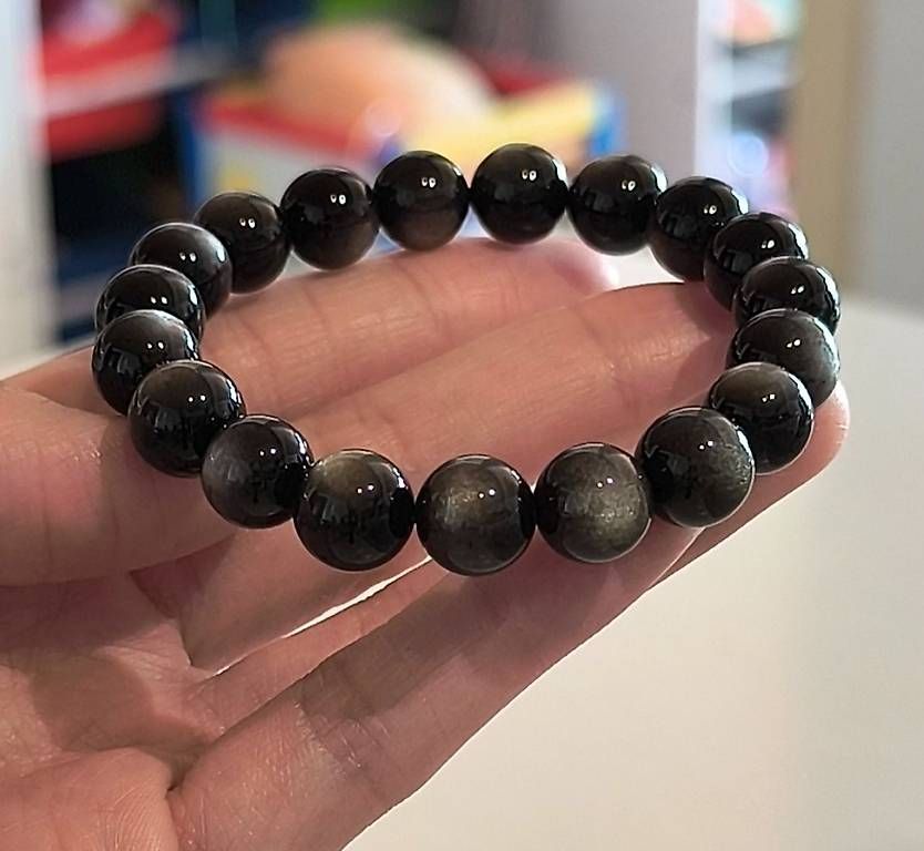 Bracciali & Braccialetti: Bracelet en Obsidienne Argentée 10mm – Usato da Ursy venduto da tan_8qdl 4