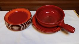 Oranges Fondue-Set mit 6 Tellern - perfekt für kalte Tage 🍲