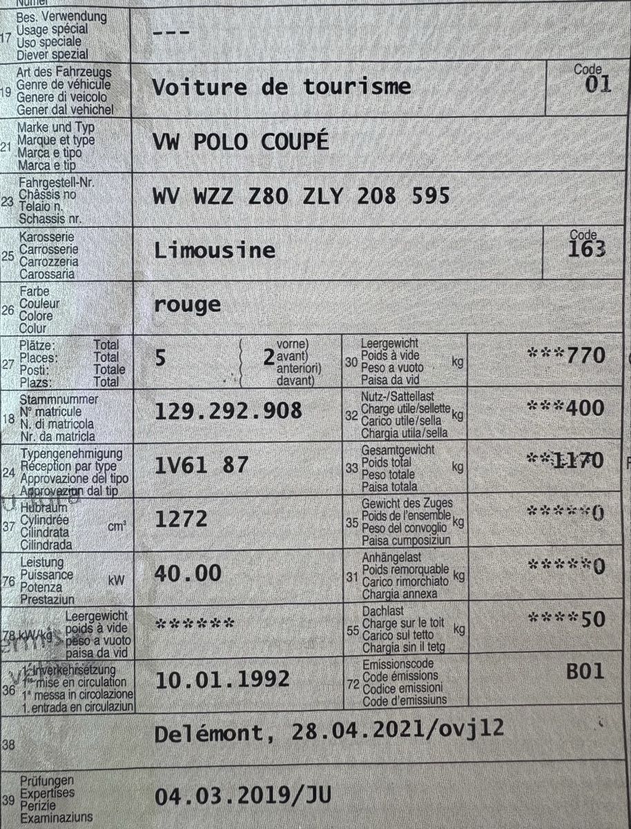 VW Autos: VW Polo 86C – Défectueux à Oberdorf BL par AutoWerk4448 3
