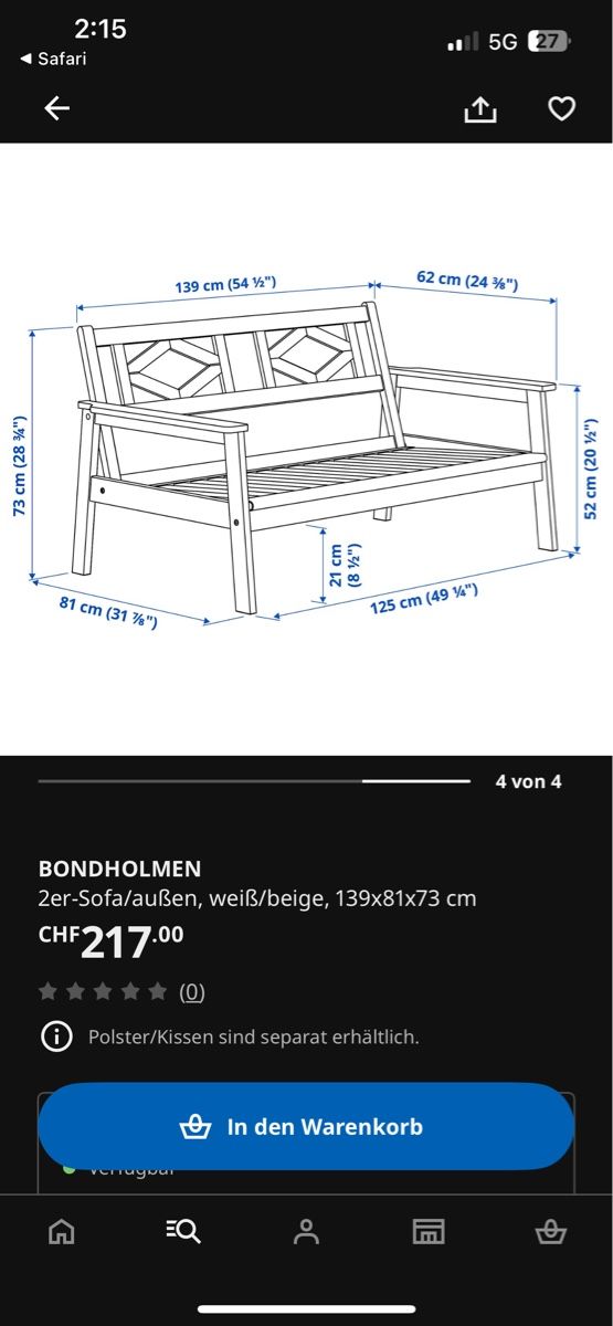 Panchine: IKEA Outdoor Sitzbank – Usato da Kandergrund venduto da man_yv8j 3
