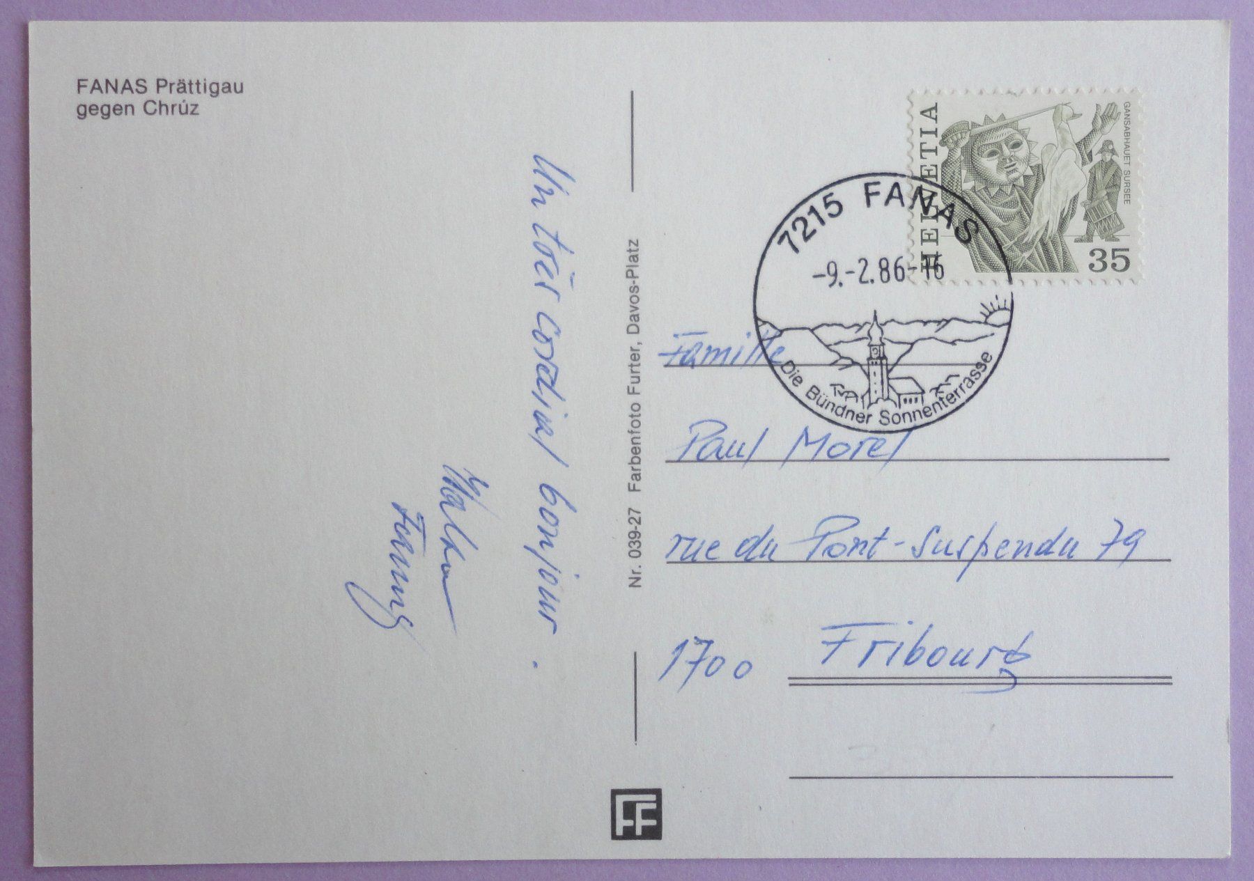 Cartoline postali: Fanas, Prättigau – Usato da Fétigny venduto da Billy2miny 1