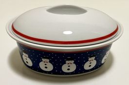 Porzellan Deckel Dose weiss Dekor Schneemann Langenthal ?TOP
