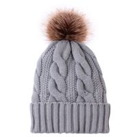 Wintermütze Mütze Kappe mit Bommel Pompom, grau