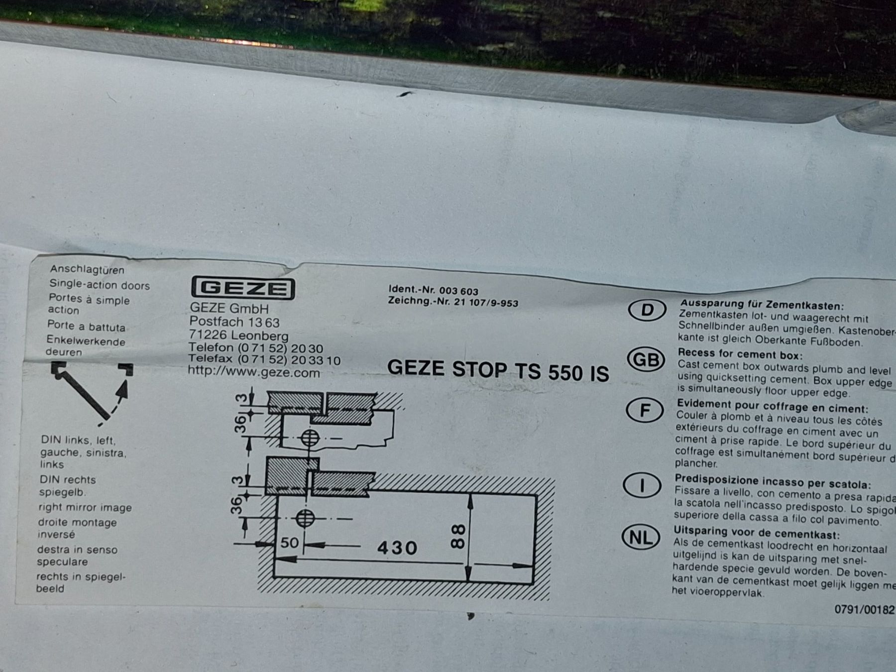 Geze Eisenwaren: Bodentürschliesser TS 550 IS – Neu und originalverpackt aus Rothenfluh von Gastoni 2
