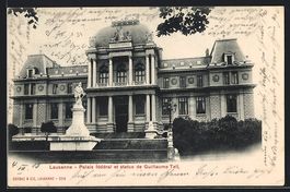 Lausanne, Palais fédéral et statue de 
