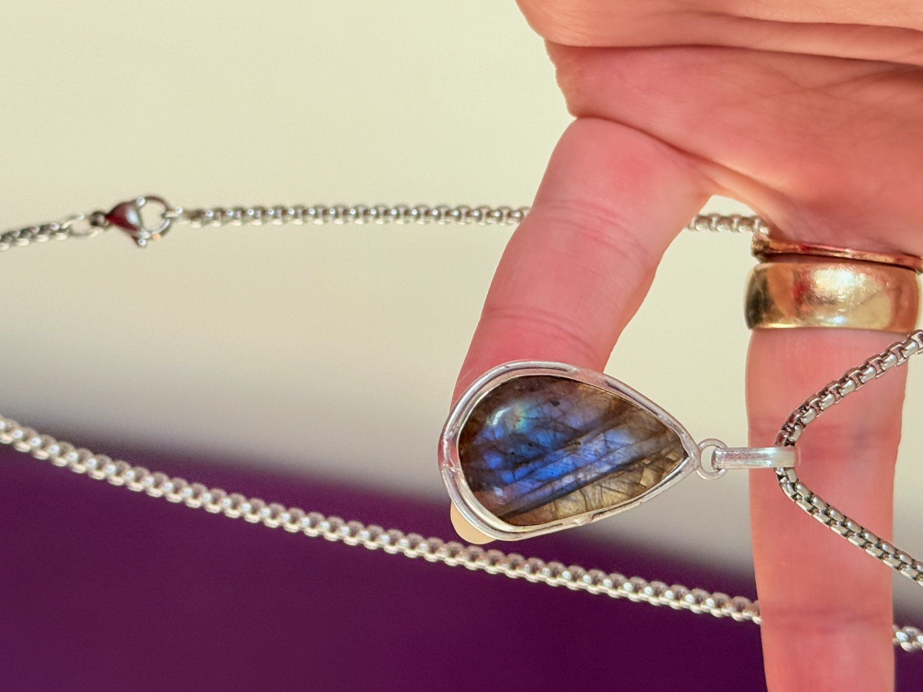 Catenine: Collier élégant avec Labradorite véritable, neuf! – Nuovo e nell'imballaggio originale da Genève venduto da AGBERG 4