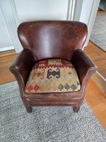 Vintage Ledersessel | Drehbares Sitzkissen