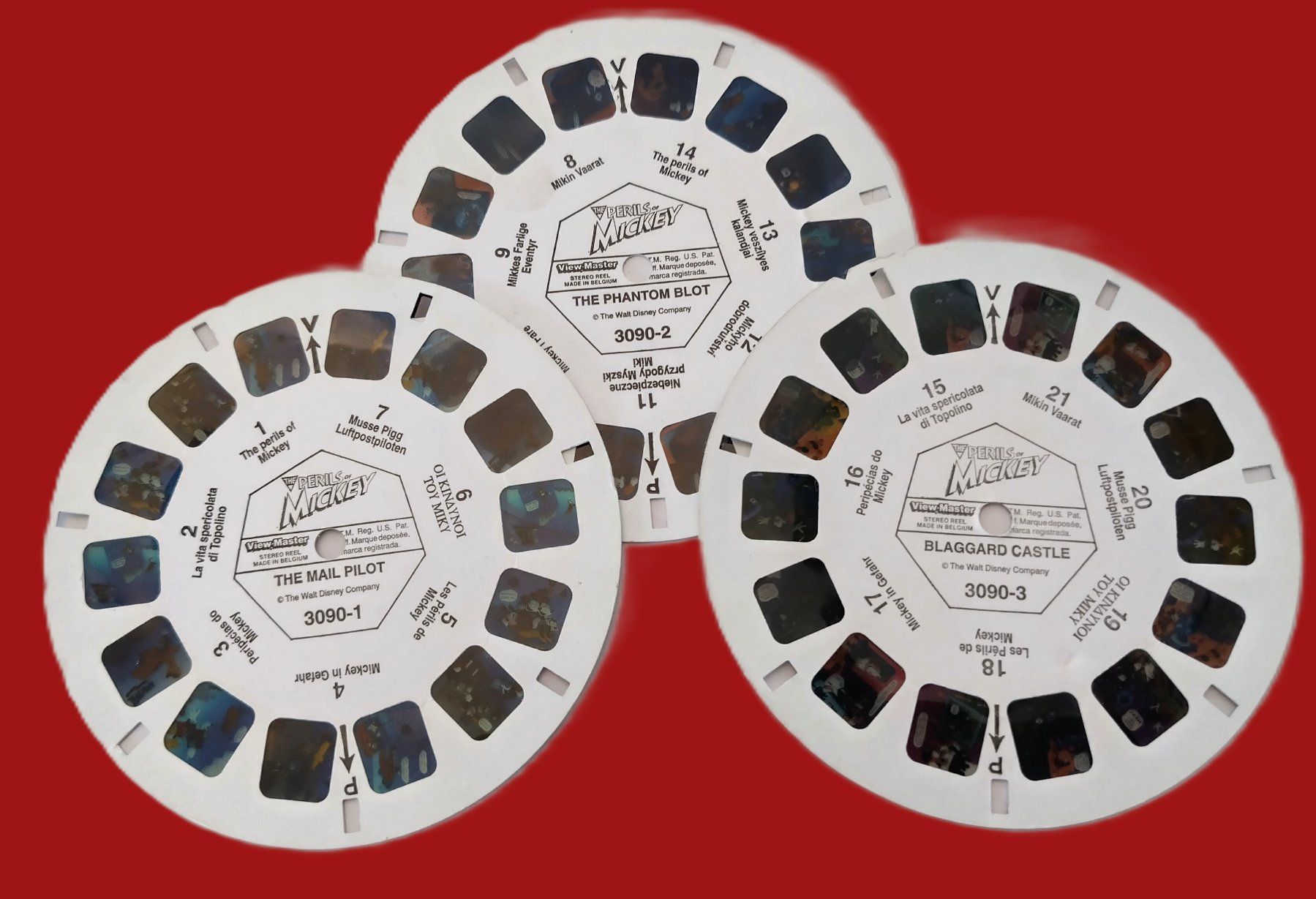 View-master Giocattoli: View-Master / 3 Bildscheiben / The Perils of Mickey Mouse – Usato da Bellach venduto da JingleJerry