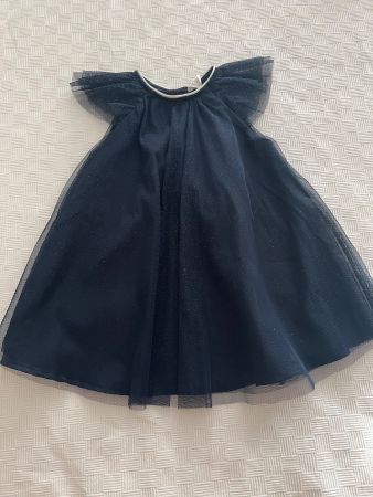 Mädchenkleid, Sommerkleid, Glitzer, blau, 92