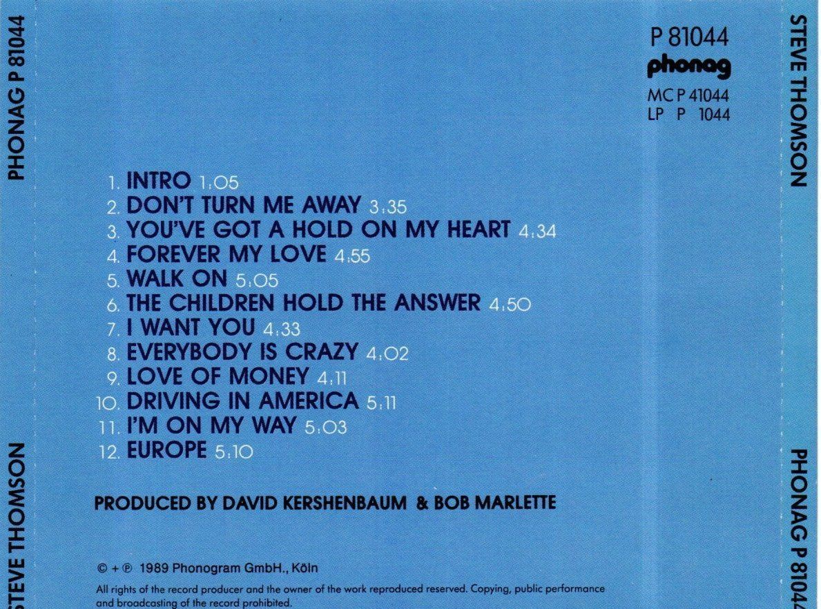 CDs: STEVE THOMSON - SELFNAMED - 1989 - OHNE STRICHCODE – Gebraucht aus Greifensee von scharmant 2