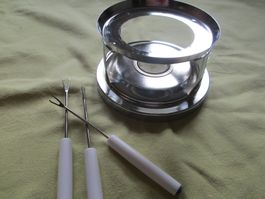 Mini Rechaud  mit 3 kleinen Gabeln