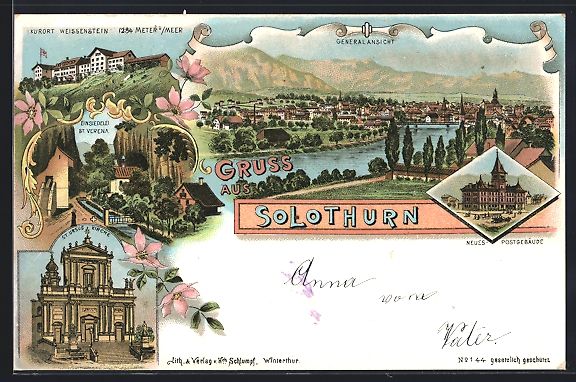 Cartes postales: Litho Solothurn, Totalansicht mit Alpenk – D'occasion à Berlin par bartko-reher