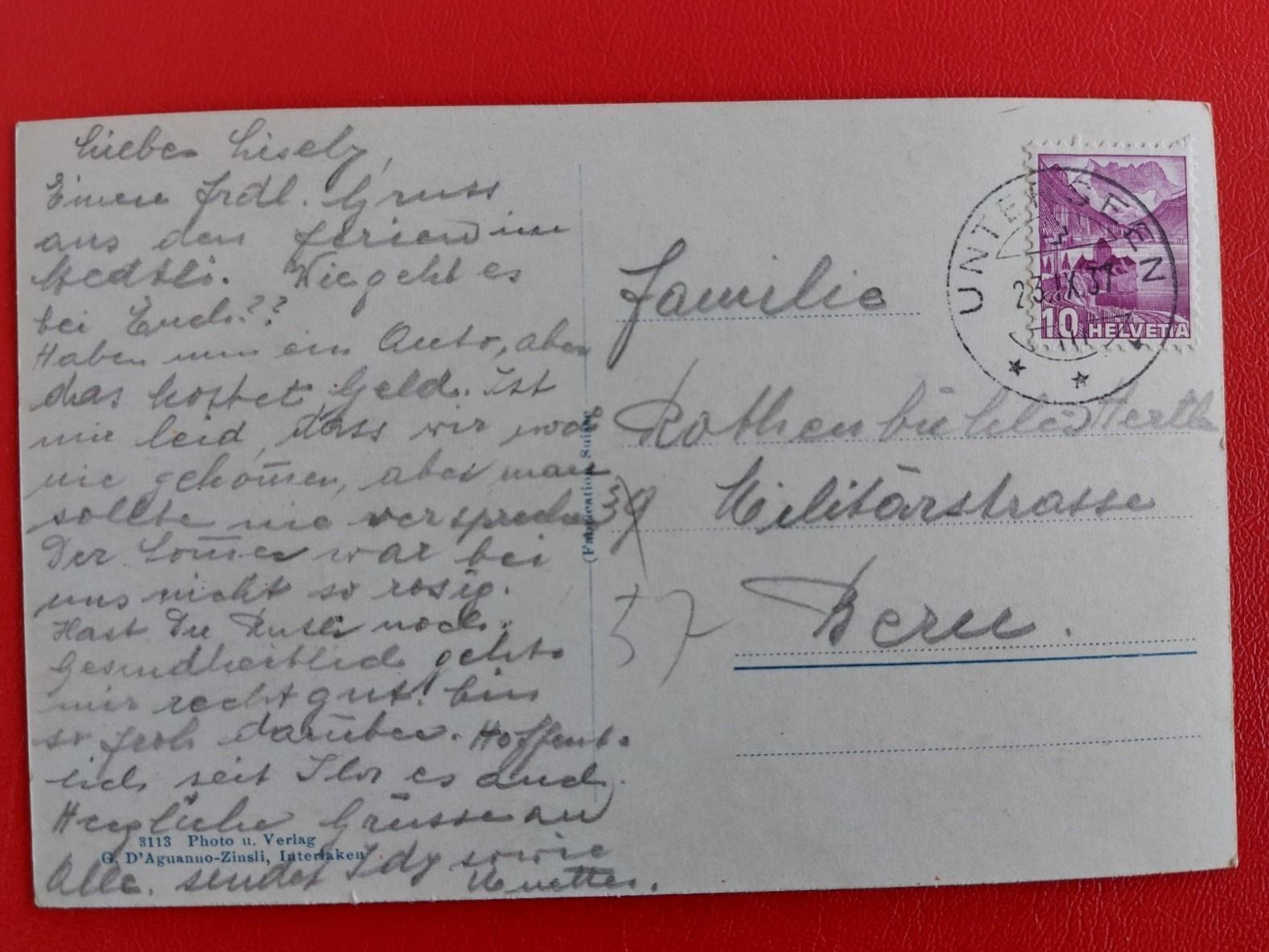 Cartoline postali: Heimwehfluh ; Ausblick auf den Thunersee 1937 – Usato da St-Légier-Chiésaz venduto da Theo006 1