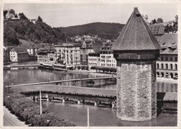 Luzern Kapellbrücke mit Wasserturm  1953