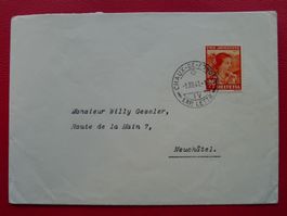 1941: J99 auf Ersttagsbrief von CHAUX-DE-FONDS (NE) 1.DEZ.41