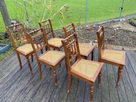 6 Biedermeier Stühle mit Wiener Geflecht Sitzfläche