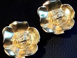 Vintage KENZO vergoldete Blumen Ohrclips